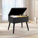 Velvet Storage Ottoman with Solid Wood Legs for Living Room Bedroom