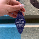 Strong Bisexual Energy Motel Style Keychain in Dark Blue Glitter