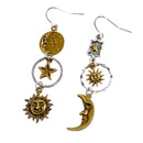 Sun and Moon Celestial Charm Earrings | Dangle Earrings 2.75" Long Boho Jewelry