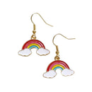 Sunny Skies '70s-'80s Style Enamel Rainbow Hook Earrings in Gift Box