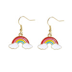 Sunny Skies '70s-'80s Style Enamel Rainbow Hook Earrings in Gift Box