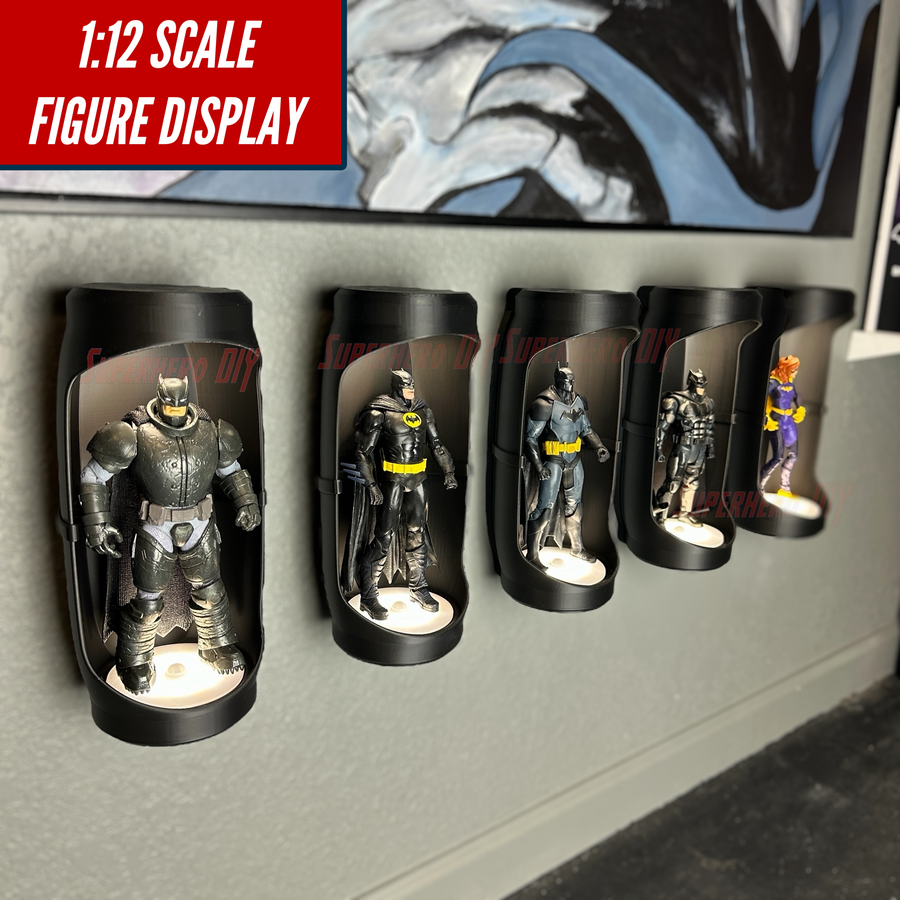 Hero Pod for 1:12 scale – Wall-Mountable Action Figure Display compatible with light-up LED pucks