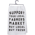 Support Your Local Farmers Market Dish Cloth Towel / Novelty Tea Towels / Cute Farmhouse Kitchen Hand Towel