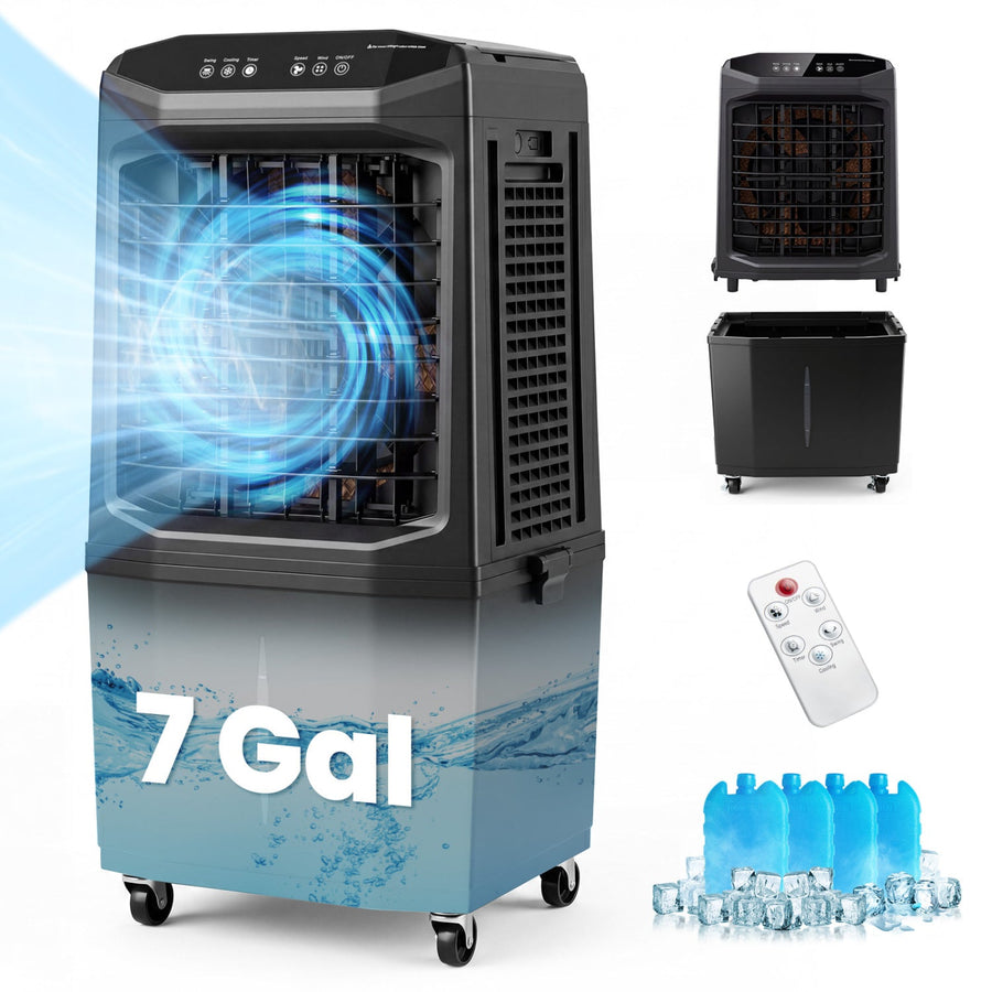 Swamp Cooler 1800 CFM Evaporative Air Cooler with 7 Gal Detachable Water Tank