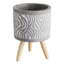 Swirl Wood Leg Pot | Cement Planter |  5.5" Tall