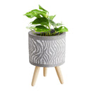 Swirl Wood Leg Pot | Cement Planter |  5.5" Tall