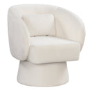 Swivel Accent Chair Upholstered Barrel Chair with Curved Back and Removable Lumbar Pillow