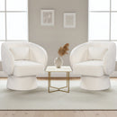 Swivel Accent Chair Upholstered Barrel Chair with Curved Back and Removable Lumbar Pillow