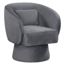 Swivel Accent Chair Upholstered Barrel Chair with Curved Back and Removable Lumbar Pillow