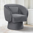 Swivel Accent Chair Upholstered Barrel Chair with Curved Back and Removable Lumbar Pillow