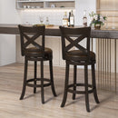 31 Inch Swivel Bar Stool with Curved Backrest PU Leather Seat and Footrest