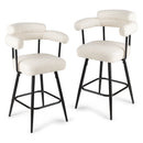 Swivel Bar Stool Set of 2 Counter Height Chairs with Curved Back and Arms