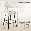 Swivel Bar Stool Set of 2 Counter Height Chairs with Curved Back and Arms
