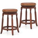 29 Inch Swivel Bar Stool Set of 2 with Upholstered Seat and Rubber Wood Frame-29 inches
