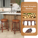 29 Inch Swivel Bar Stool Set of 2 with Upholstered Seat and Rubber Wood Frame-29 inches