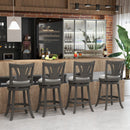 26.5 Inch Swivel Bar Stool with Backrest Soft Cushioned Seat and Footrest Gray