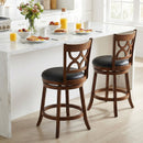 Swivel Bar Stools Set of 2 with High Backrest and Wood Frame