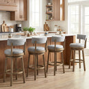 Swivel Bar Stools Set of 2 Linen Fabric Upholstered Barstools with Back-31.5 Inches
