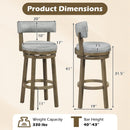 Swivel Bar Stools Set of 2 Linen Fabric Upholstered Barstools with Back-31.5 Inches