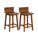 24.5 Inch Swivel Wooden Bar Stools Set of 2 with Rubber Wood Legs and Low Back