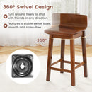 24.5 Inch Swivel Wooden Bar Stools Set of 2 with Rubber Wood Legs and Low Back