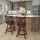 360¬∞ Swivel Upholstered Barstools Set of 2 with Back and Footrest