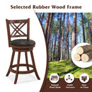 360¬∞ Swivel Upholstered Barstools Set of 2 with Back and Footrest