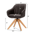 Modern Leathaire Set of 2 Swivel Accent Chair with Beech Wood Legs