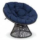Swivel Papasan Chair Round Wicker Lounge Chair with Thick Cushion