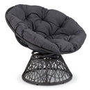 Swivel Papasan Chair Round Wicker Lounge Chair with Thick Cushion