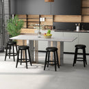 360¬∞ Swivel Upholstered Rubberwood Frame Bar Stool Set of 2 with Footrest