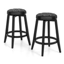 360¬∞ Swivel Upholstered Rubberwood Frame Bar Stool Set of 2 with Footrest