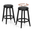 360¬∞ Swivel Upholstered Rubberwood Frame Bar Stool Set of 2 with Footrest