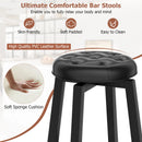360¬∞ Swivel Upholstered Rubberwood Frame Bar Stool Set of 2 with Footrest