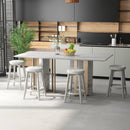 360-Degree Swivel Upholstered Rubberwood Frame Bar Stool Set of 2 with Footrest