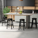 360¬∞ Swivel Upholstered Rubberwood Frame Bar Stool Set of 2 with Footrest