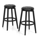 360¬∞ Swivel Upholstered Rubberwood Frame Bar Stool Set of 2 with Footrest