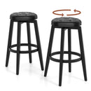 360¬∞ Swivel Upholstered Rubberwood Frame Bar Stool Set of 2 with Footrest