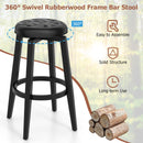 360¬∞ Swivel Upholstered Rubberwood Frame Bar Stool Set of 2 with Footrest