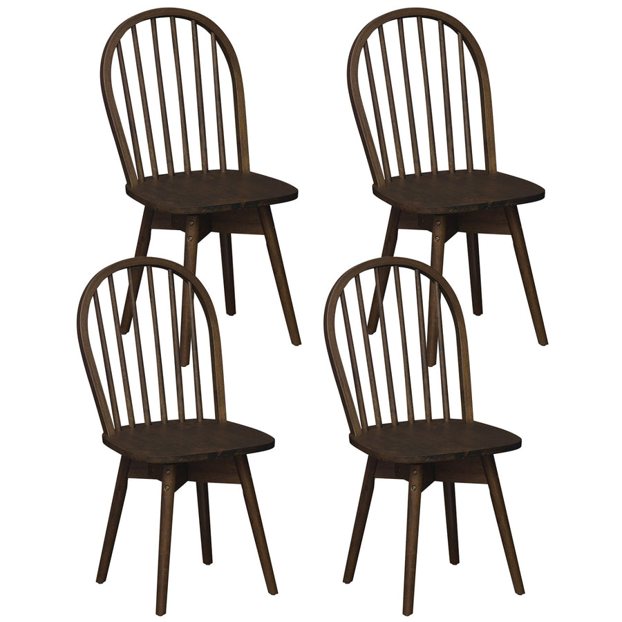 Swivel Windsor Dining Chairs Set of 4 with Solid Rubber Wood Frame