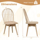 Swivel Windsor Dining Chairs Set of 2 with Solid Rubber Wood Frame