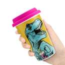 T-Rex Ceramic Double Wall Travel Mug in Pop Art Multicolor