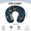 Personalized Monster Print Kids Travel Neck Pillow with Name | Memory Foam, Detachable Washable Cover | Custom Gift for Kids