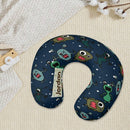 Personalized Monster Print Kids Travel Neck Pillow with Name | Memory Foam, Detachable Washable Cover | Custom Gift for Kids