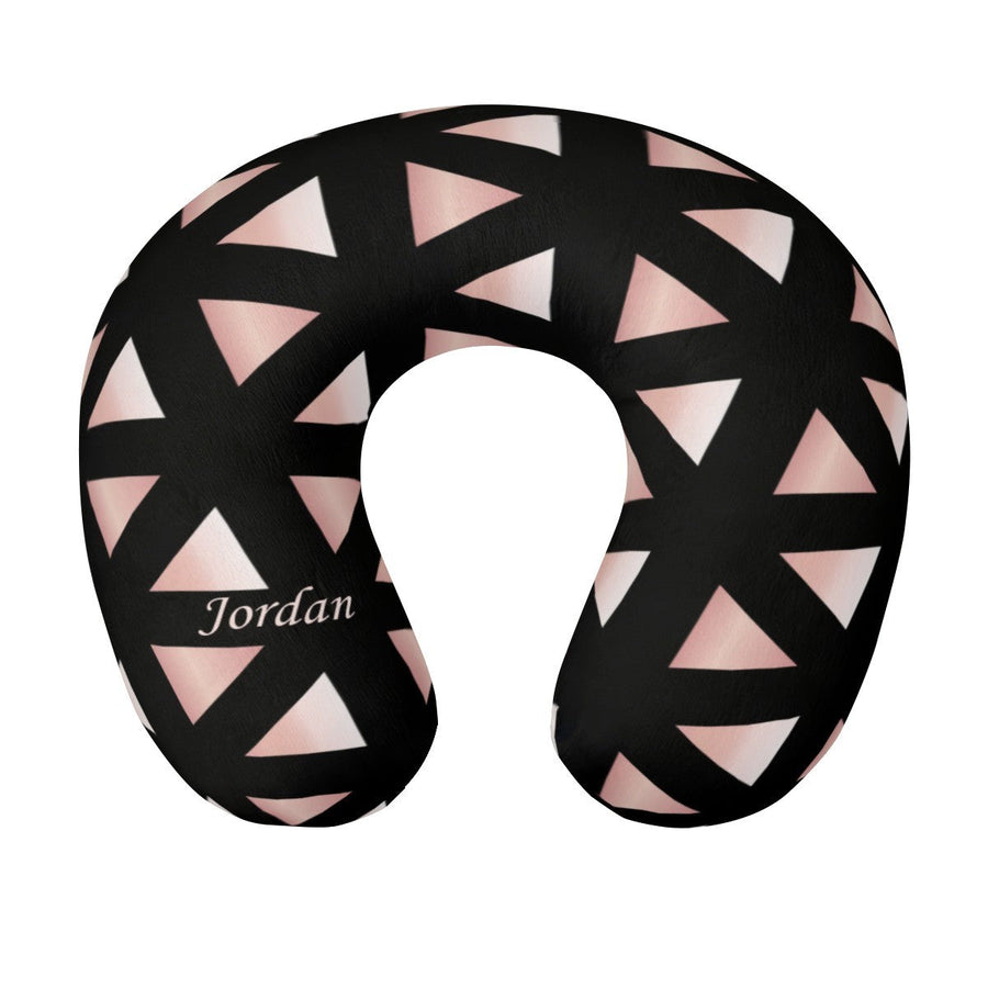 Personalized Geometric Triangle Travel Neck Pillow with Name | Memory Foam, Detachable Washable Cover | Custom Gift for Teens