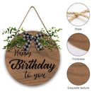 Personalized Happy Birthday Round Wooden Sign | Custom Name & Age | Gingham Bow & Greenery