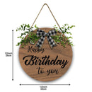 Personalized Happy Birthday Round Wooden Sign | Custom Name & Age | Gingham Bow & Greenery