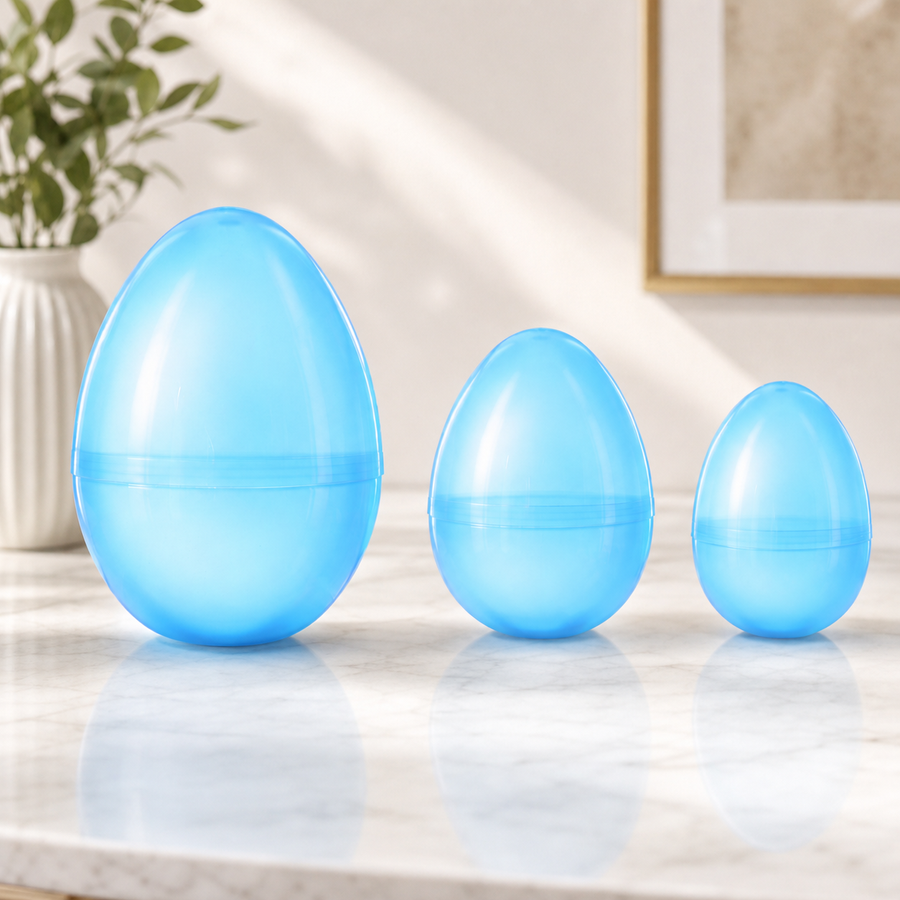 Set of 3 Jumbo Large Size Giant Fillable Plastic Easter Eggs 10 Inches