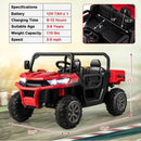 2-Seater Kids Ride On Dump Truck with Dump Bed and Shovel-Red