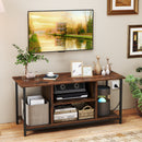 TV Stand Entertainment Center with Open Storage Shelves and Power Outlets to 50 Inches-Rustic Brown